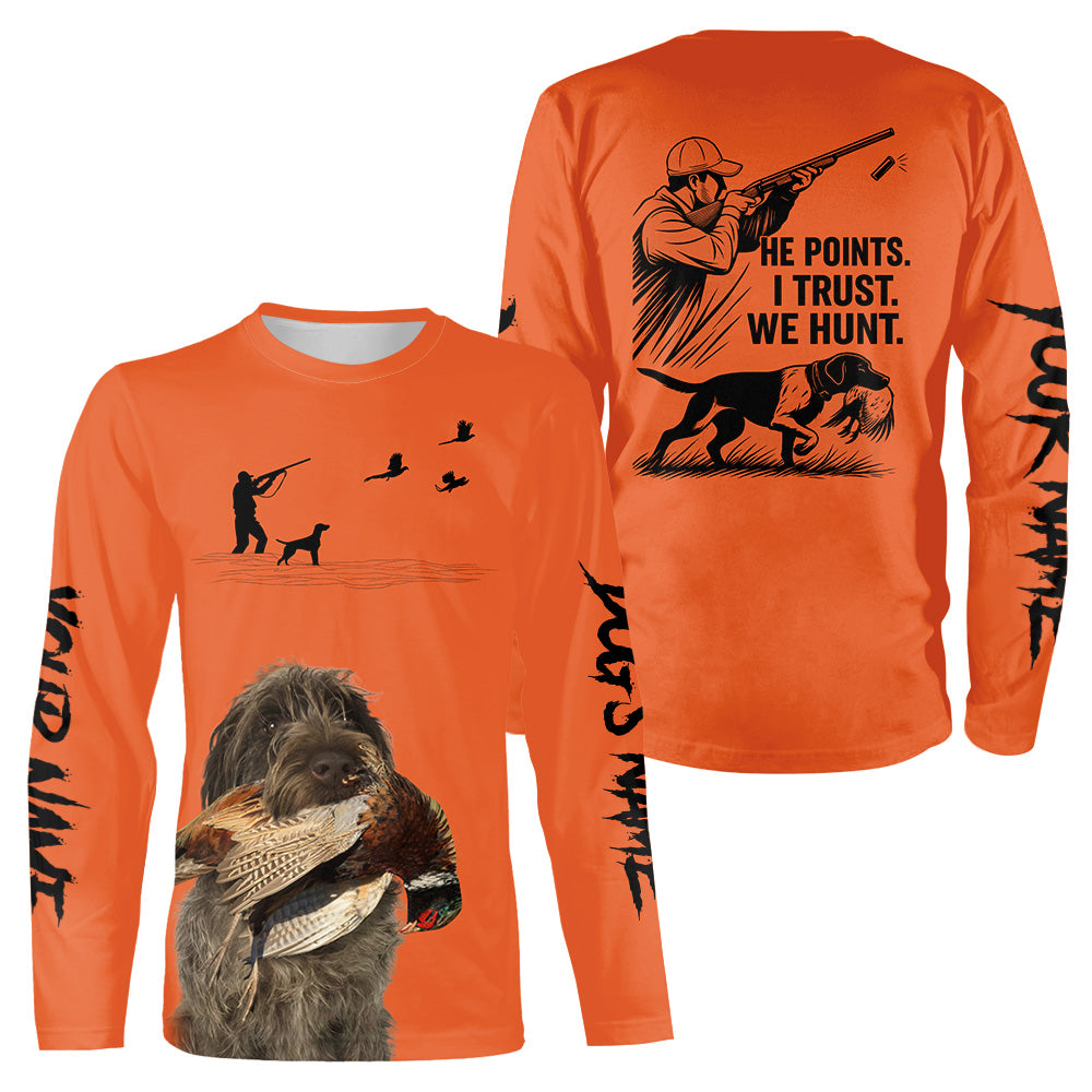 Wirehaired Pointing Griffon Dog Pheasant Hunting Custom Name Orange Shirts FSD4731