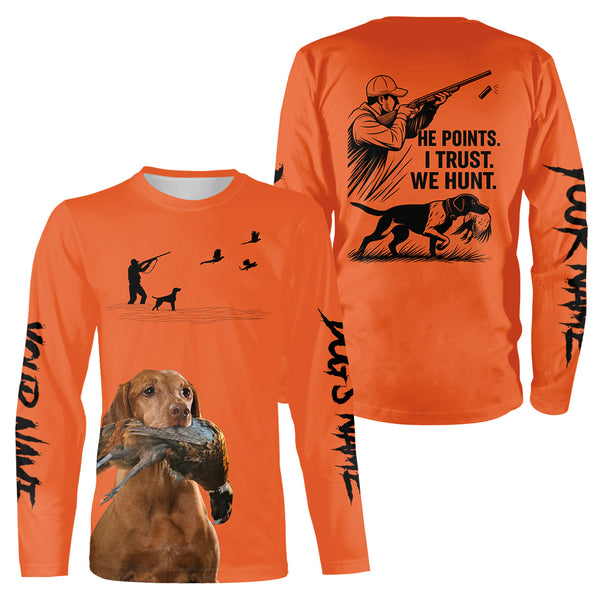 Vizsla Dog Pheasant Hunting Custom Name Orange Shirts, Pheasant hunting clothing FSD4732