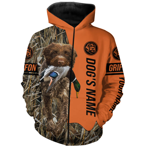 Wirehaired Pointing Griffon Hunting Dog Customized Name Zip Up Hoodie Shirt FSD4081