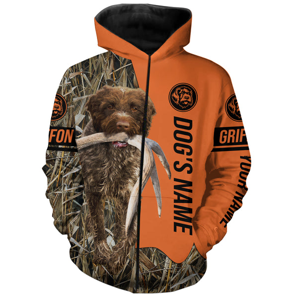 Wirehaired Pointing Griffon Hunting Dog Customized Name Zip Up Hoodie Shirt FSD4081