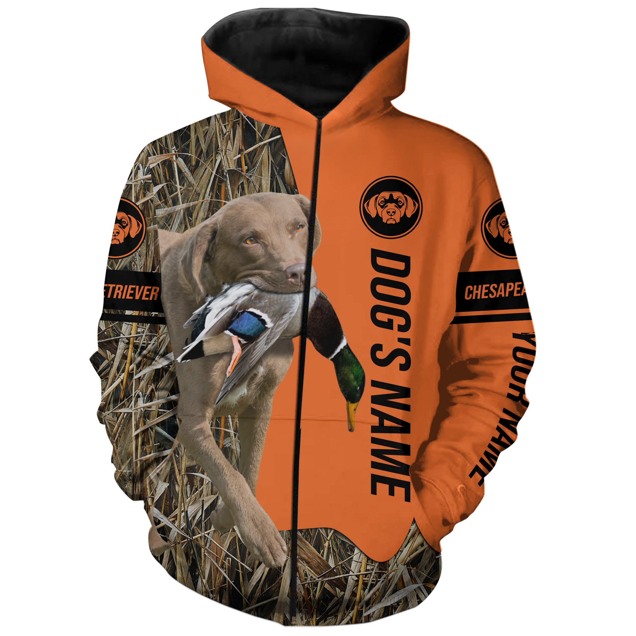 Chesapeake Bay Retriever Hunting Dog Customized Name Zip Up Hoodie Shirt FSD4083