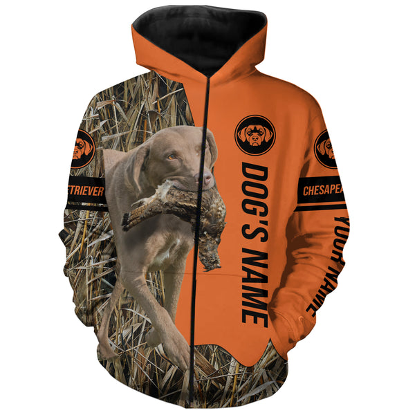 Chesapeake Bay Retriever Hunting Dog Customized Name Zip Up Hoodie Shirt FSD4083