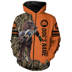 Boykin Spaniel Hunting Dog Customized Name Zip Up Hoodie Shirt for Hunters FSD4084