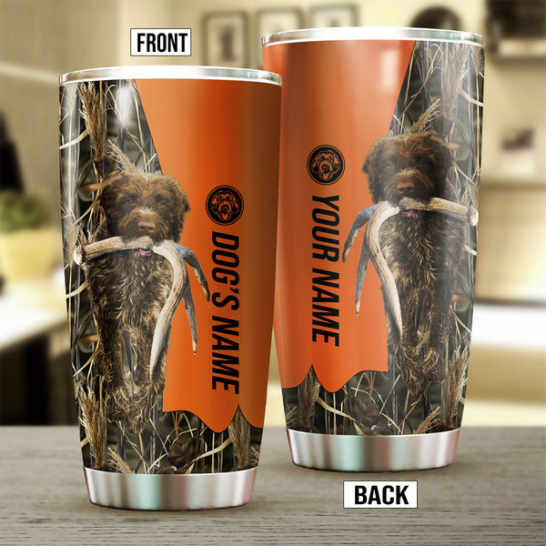 Wirehaired Pointing Griffon Birds & Deer shed Hunting Dog Custom name Stainless Steel Tumbler Cup FSD4288