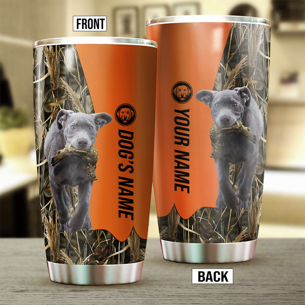 Silver Labrador Retriever Birds & Deer shed Hunting Dog Custom name Stainless Steel Tumbler Cup FSD4291