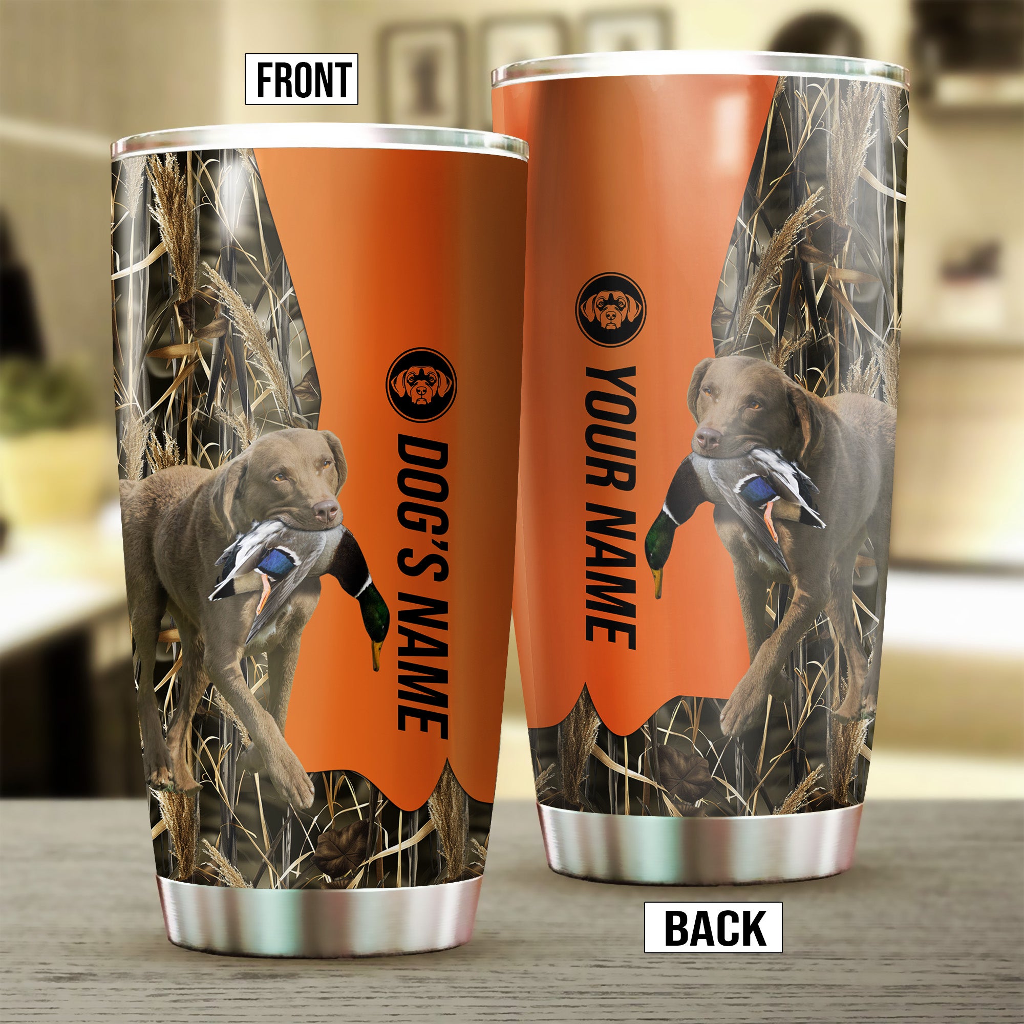 Chesapeake Bay Retriever Birds & Deer shed Hunting Dog Custom name Stainless Steel Tumbler Cup FSD4292