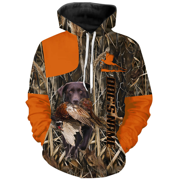 Pheasant Hunting Clothes, Pheasant hunting with dog Labrador Retriever Custom Name Hoodie, Hunting Shirts FSD4447