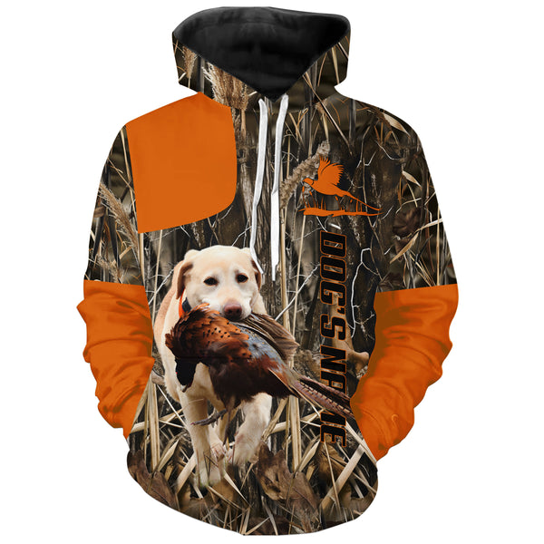 Pheasant Hunting Clothes, Pheasant hunting with dog Labrador Retriever Custom Name Hoodie, Hunting Shirts FSD4447