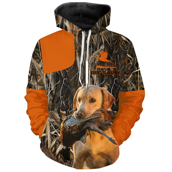 Pheasant Hunting Orange Shirt with Hunting Dogs, Personalized Hunting Clothing FSD4448