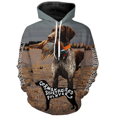 German Shorthaired Pointer Pheasant Hunting Dog Custom Name All over print Shirts, Hunting Gifts FSD4458