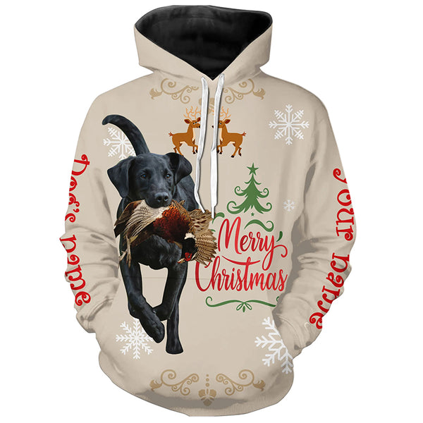 Christmas Black Labrador Retriever Hunting Dog Custom Name Shirts, Gifts for Hunters FSD4609