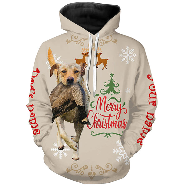 Christmas Yellow Labrador Retriever Hunting Dog Custom Name Shirts, Gifts for Hunters FSD4612