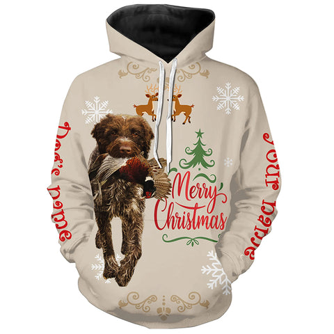 Christmas Wirehaired Pointing Griffon Hunting Dog Custom Name Shirts, Gifts for Hunters FSD4613