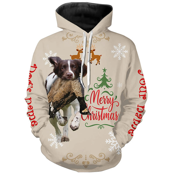 Christmas English Springer Spaniel Hunting Dog Custom Name Shirts, Gifts for Hunters FSD4614