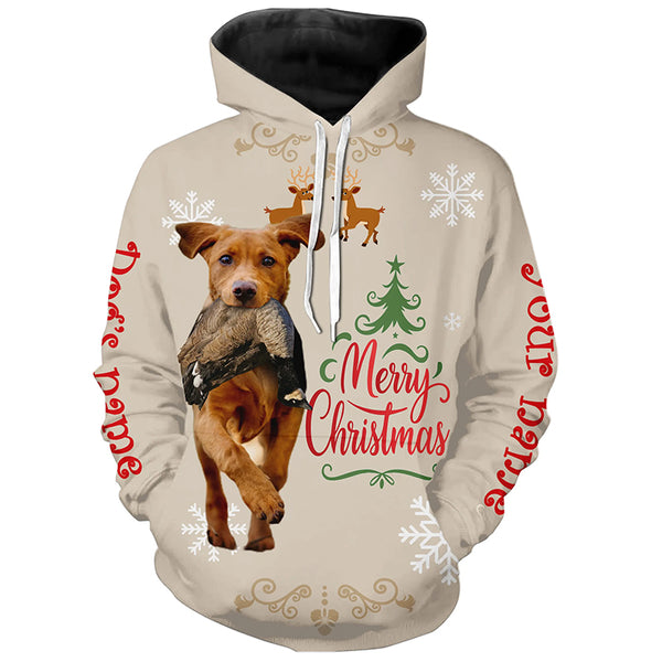 Christmas Fox Red Labrador Retriever Hunting Dog Custom Name Shirts, Gifts for Hunters FSD4616