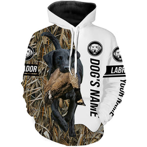 Goose Hunting with Black Labrador Retriever Dog Custom Name Camo Full Printing Shirts, Hoodie - Goose Hunting Gifts FSD2842