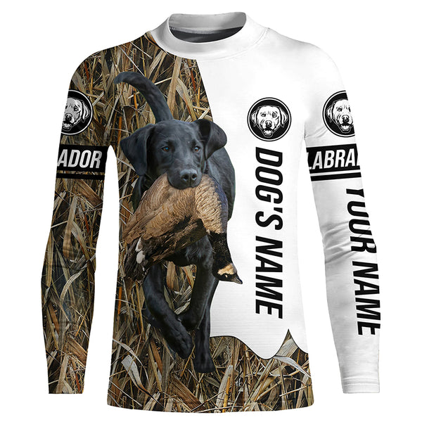 Goose Hunting with Black Labrador Retriever Dog Custom Name Camo Full Printing Shirts, Hoodie - Goose Hunting Gifts FSD2842