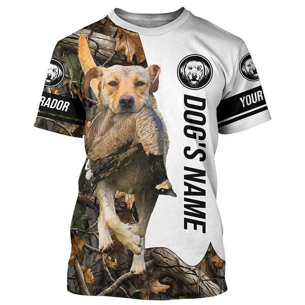 Goose Hunting with Yellow Labrador Retriever Dog Custom Name Camo Full Printing Shirts, Hoodie - Goose Hunting Gifts FSD2843