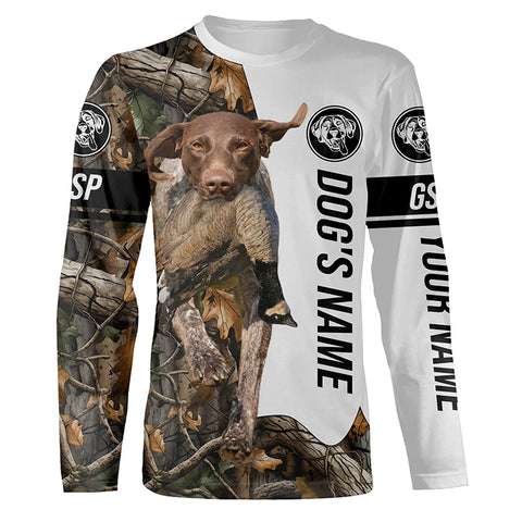 Goose Hunting with German Shorthaired Pointer Dog Custom Name Camo Full Printing Shirts, Hoodie - Goose Hunting Gifts FSD2844