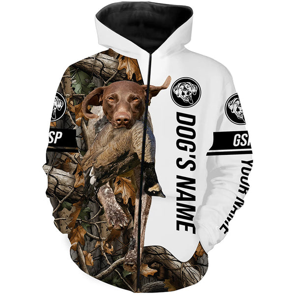 Goose Hunting with German Shorthaired Pointer Dog Custom Name Camo Full Printing Shirts, Hoodie - Goose Hunting Gifts FSD2844