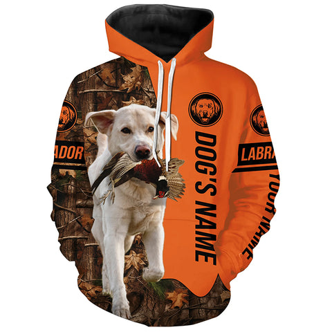 Pheasant Hunting with Dog white Labs customize Name Shirts for Bird Hunter, Labrador Retriever shirt FSD4034