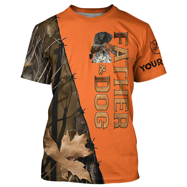 Black and white GSP Dog Pheasant Hunting Orange Shirts, Father's Day Hunting Gift ideas for Dad FSD4495