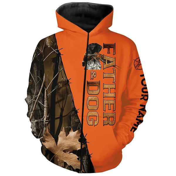Black and white GSP Dog Pheasant Hunting Orange Shirts, Father's Day Hunting Gift ideas for Dad FSD4495