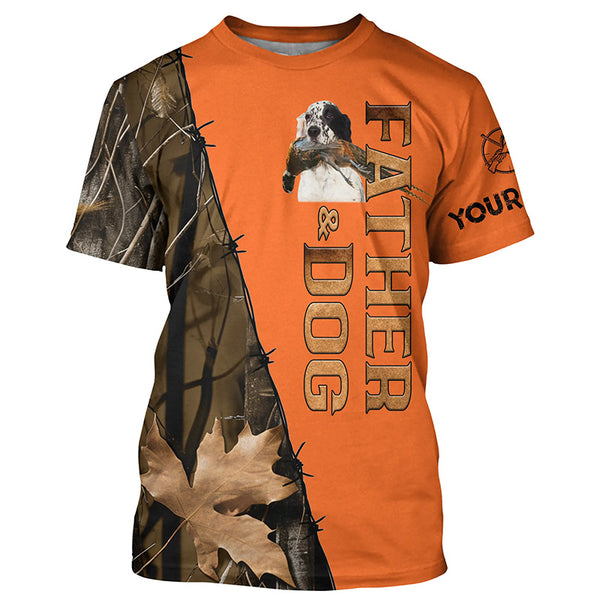 English Setter Dog Pheasant Hunting Orange Shirts, Father's Day Hunting Gift ideas for Dad FSD4496