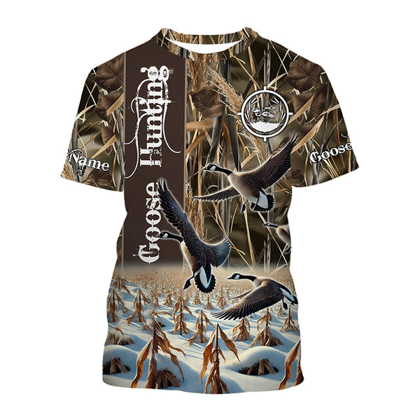 Goose Hunting Waterfowl Camo custom Name Shirts, Goose hunting shirt, gift for Hunter FSD186