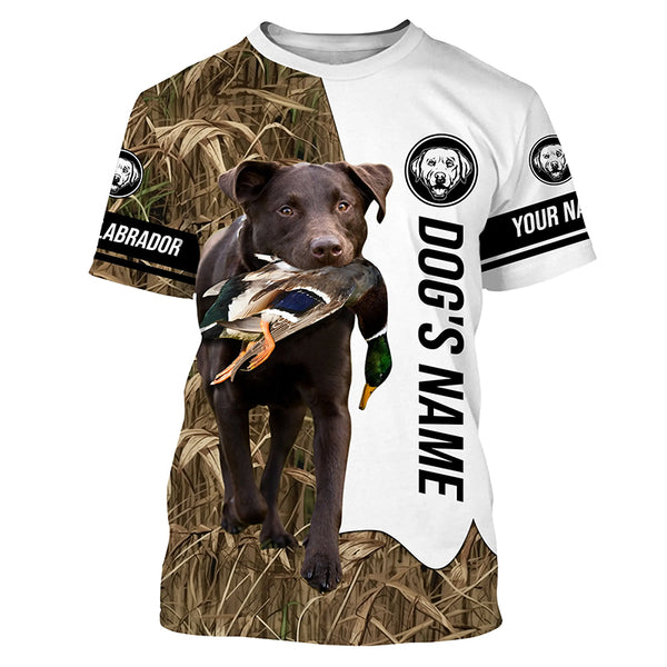 Duck Hunting with Labrador Retriever Dog Custom Name Camo Full Printing Shirts, Chocolate Lab Hunting Partner FSD2669
