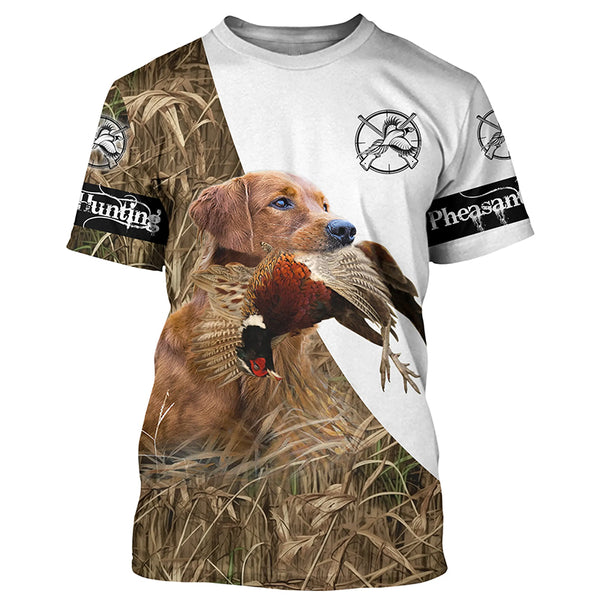 Personalized Pheasant hunting with dog Red Golden retriever 3D All over print Shirt, Hoodie FSD3696