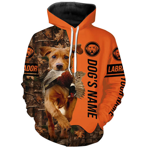 Pheasant Hunting with Dog Fox red Labs Customize Name Shirts for Bird Hunter, pheasant hunter FSD4036