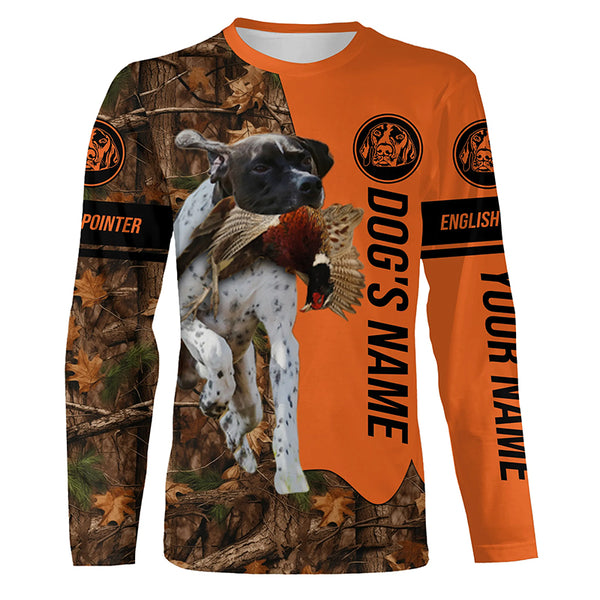 Pheasant Hunting with Dog English Pointer Customize Name Shirts for Bird Hunter, pheasant hunter FSD4041