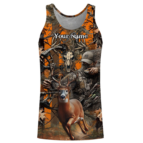 Deer Bow Hunting Orange camouflage Custom Name Shirts, Personalized Deer Hunting Clothes FSD352