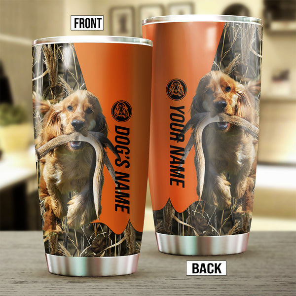 English Cocker Spaniel Birds & Deer shed Hunting Dog Custom name Stainless Steel Tumbler Cup FSD4374