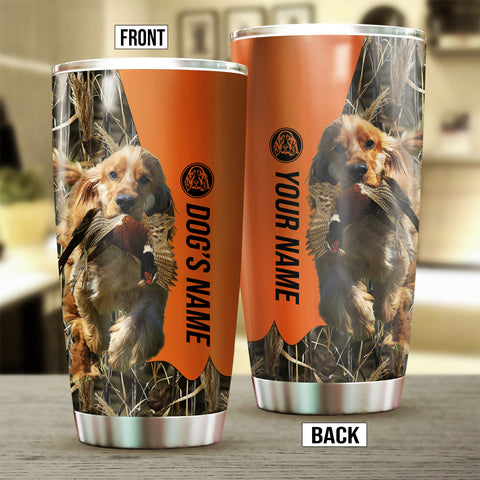 English Cocker Spaniel Birds & Deer shed Hunting Dog Custom name Stainless Steel Tumbler Cup FSD4374
