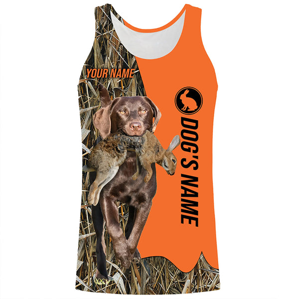 Rabbit Hunting with Dogs Chocolate Labrador Retriever Customize Name Shirts, Rabbit hunting gift FSD3598