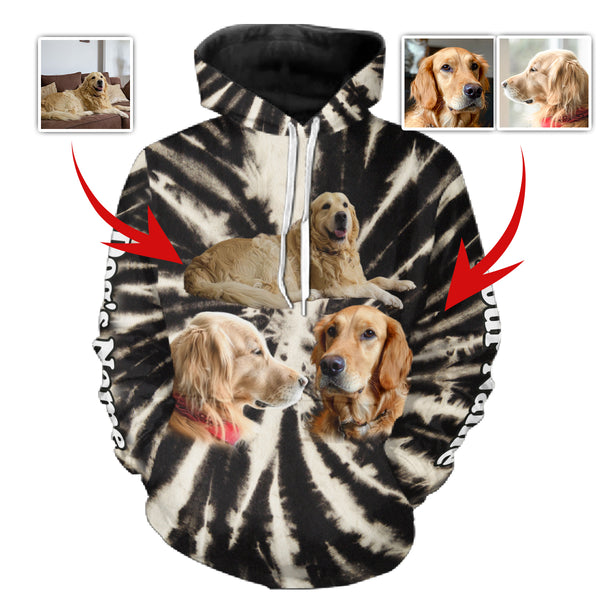 Custom Dog Photo Tie-Dye Hoodie – 3 Photo Design FSD4767