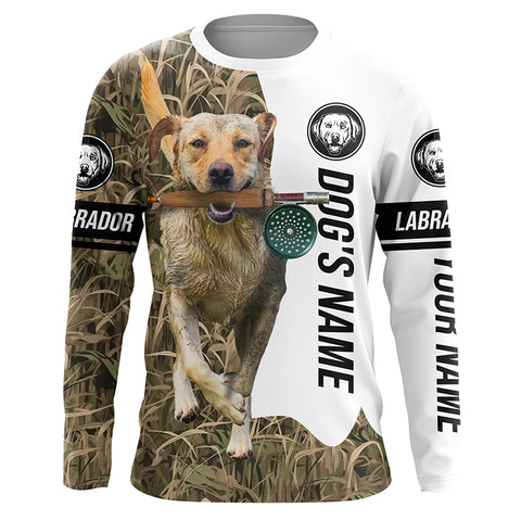 Dog with Fishing Rod Best water dogs yellow Lab custom Name UV protection Shirts, Fishing gift FSD3880
