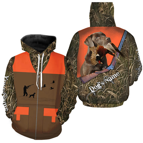Custom Name chocolate Labrador Retriever Dog Pheasant Upland Hunting Vest shirt for Men FSD3986