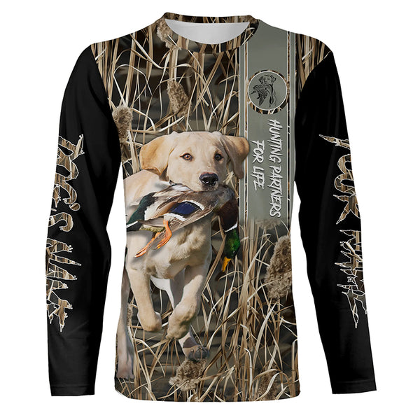 Hunting Dog Yellow Labs Duck Hunting waterfowl camo Custom Name All Over Print Shirts, Duck Hunting Gifts FSD4537