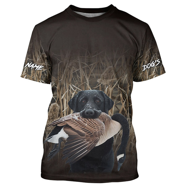 Canada Geese Hunting Waterfowl Camo Black Labrador Retriever Dog Shirts, Personalized Hunting clothes FSD4644