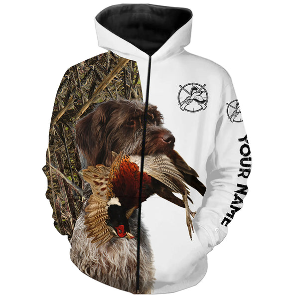Pheasant Hunting With Griff Dog Wirehaired Pointing Griffon Customize Name All Over Printed Shirts - Personalized Hunting Gifts FSD2866
