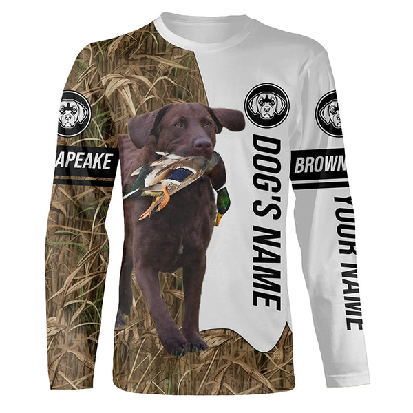 Duck Hunting Dog brown Chesapeake Bay Retriever Customize Name 3D All Over print shirts, Hoodie FSD3478