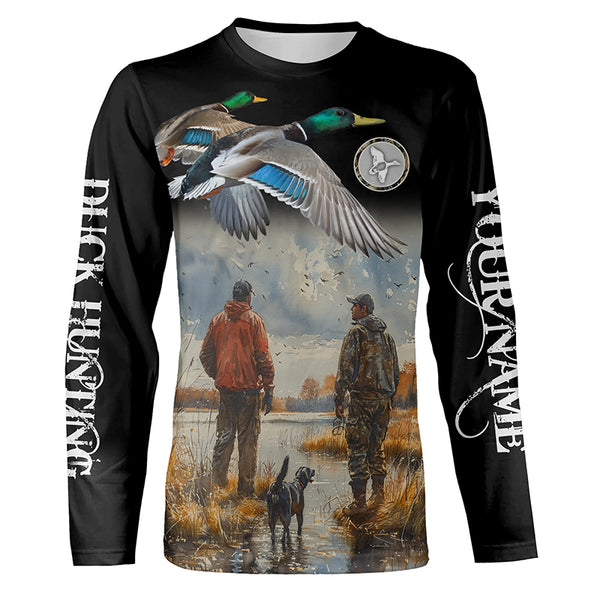 Beautiful Duck Hunting Custom Name all over Printed Shirts for Men, Personalized Duck Hunting Gifts FSD4450