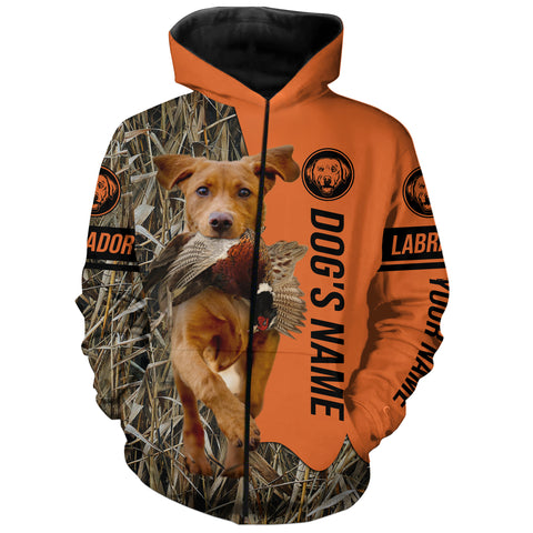 Fox Red Labrador Retriever Hunting Dog Customized Name Zip Up Hoodie Shirt FSD4213