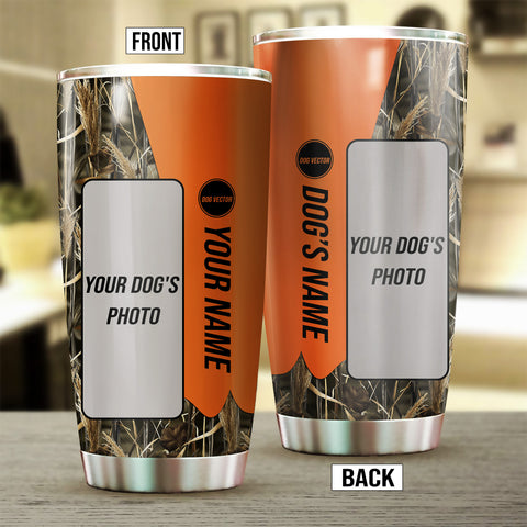 Custom Hunting Dog's Photo and Name Stainless Steel Tumbler Cup FSD4319