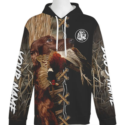 Red Irish Setter Hunting Dog Custom Name Hoodie Shirt for Hunter FSD4771