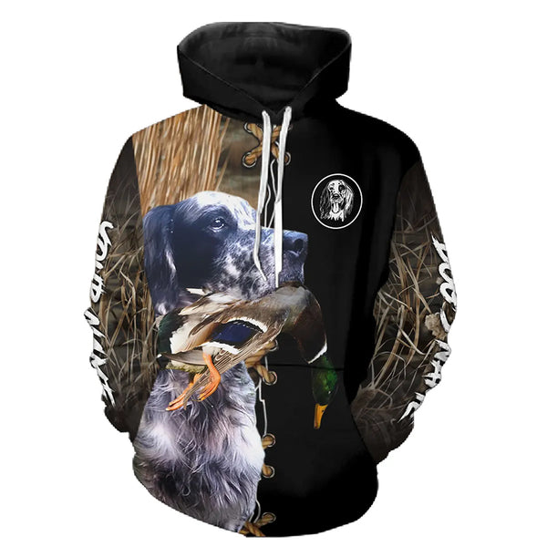 Blue English Setter Hunting Dog Custom Name Hoodie Shirt for Hunter FSD4772