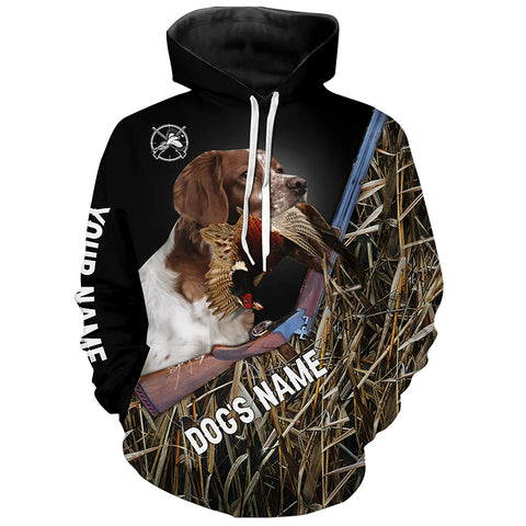 Brittany Dog Pheasant Hunting custom Name T-shirt, Long sleeves, Hoodie for Upland Bird Hunters FSD3917
